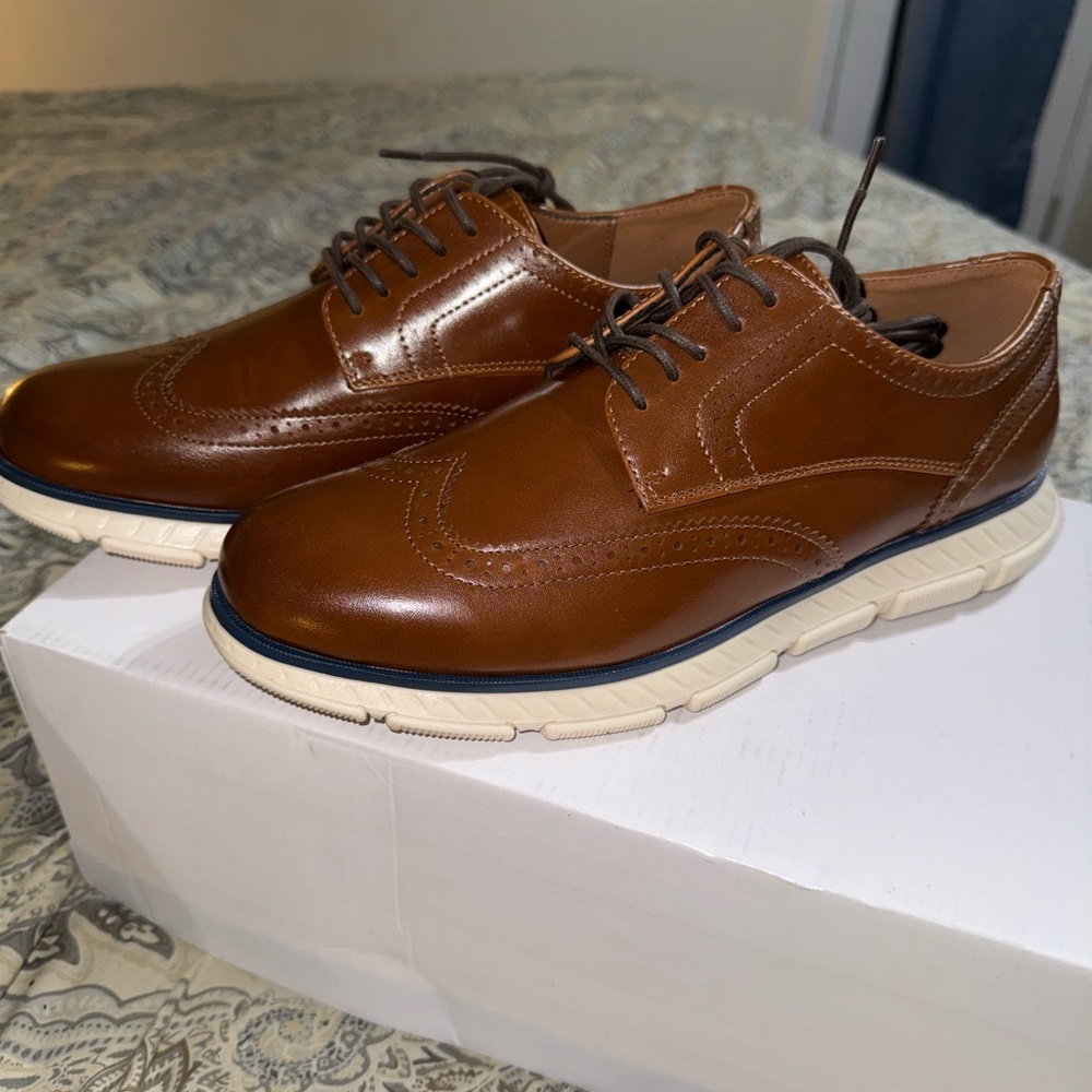 Sonoma Tan Wingtip Derby with Contrasting White Sole